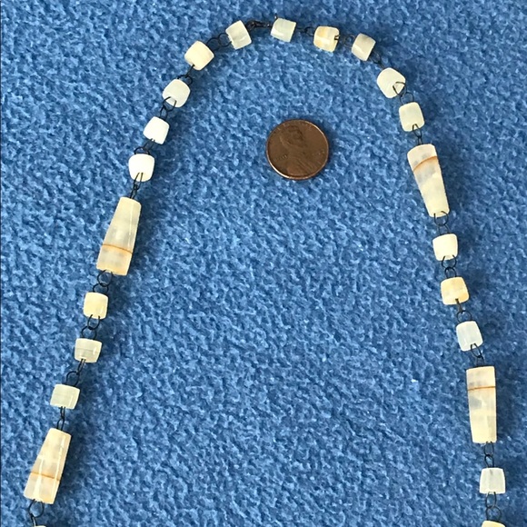 Vintage Moss Agate 3 Line Stone Beads Necklace - Picture 4 of 8